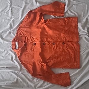 Bloomingdales 100% silk vintage shacket jacket shirt persimmon orange size 10